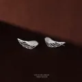 S925 Silber Flügel Ohrringe minimalistisch Mode zarte Ohrkletterer Schmuck für Damen - Großer Weißer Zirkonia-Stil (E242) / Weißgold