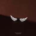 Minimalistische S925 Sterling Silber Flügel Ohrstecker elegante Diamant Schmuck Damen - Kleiner Weißer Zirkonia-Stil (E242) / Weißgold