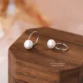 S999 zilveren parel oorhaken, eenvoudig en elegant minimalistisch ontwerp voor dagelijks. - 990 zilver / Parel 6mm