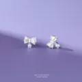 S999 sterling silver bow lily of the valley earrings sweet fresh style cute floral ear studs - Stud Earrings / Silver