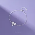 S999 Pure Silver Bow Lily of the Valley Bracelet Sweet Floral Fashion Hand Jewelry Variant - Bracelet / Silver