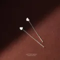 S999 silver heart chain earrings minimalist long tassel drop earrings for women elegant jewelry - Heart