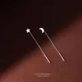 Orecchini pendenti lunghi stella luna argento S999 minimalista delicati gioielli donna - Luna e stelle