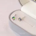 Stunning aurora crystal cube stud earrings with S925 silver posts. Elegant daily jewelry. - Multicolor