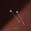 S999 Silver Four Leaf Clover Long Tassel Ear Thread Elegant Minimalist Drop Earrings - Four-Leaf Clover