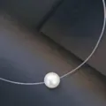 Minimalistische einzelne Perle transparente Angelschnur Halskette elegante Schlüsselbeinkette. - Runde Perlen