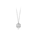 S925 zilveren kattenoogsteen klaverblad ketting elegante stijlvolle sleutelbeensieraad. - Klavertje Vier Stijl (A2587) / Witgoud