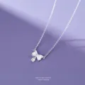 S999 Sterling Silver Bow Lily of the Valley Necklace Sweet Frosted Flower Clavicle Chain - Necklace / Silver
