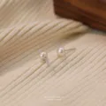 S925 zilveren natuurlijke zoetwaterparel oorknopjes minimalistische stijl sieraden - 6mm / Wit