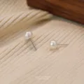 925 sterling zilver natuurlijke zoetwaterparel oorknopjes, minimalistische elegante damessieraden. - 8mm / Wit
