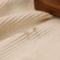 Minimalistische S925 sterling zilveren natuurlijke zoetwater parel oorknopjes voor dagelijks - 3mm / Zonnesteen