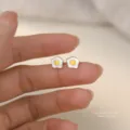Süsser Spiegelei Ohrstecker für Damen, S999 Silber, koreanischer Stil, trendiger Schmuck. - 990 Silber / Gold