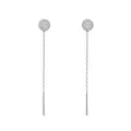 S999 silver sparkling cubic zirconia pave ball long chain tassel drop earrings for women. - 6mm Starry Ball Ear Line (Chain 3cm) / Platinum Plated
