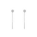 S999 Sterling Silver Zircon Ball Tassel Dangle Earrings Minimalist Elegant Jewelry - 4mm Starry Ball Ear Line (Length 1.5cm) / Platinum Plated