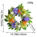 Artificial hydrangea flower wreath with orange berries home door hanging decor 35cm - Hydrangea Orange Wreath (J3-22) / 35cm