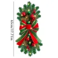 Christmas teardrop swag wreath with red bow and green pine needles for holiday decor. - U2-45 Red