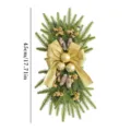 Christmas hanging teardrop swag with pine branches, gold bow and baubles for holiday decor. - U2-47 Yellow