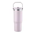 Großaufnahme eines 30oz hellvioletten, isolierten Edelstahl-Thermobechers mit Griff. - Hellviolett