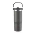 Matte grauer 30oz Edelstahl-Thermobecher mit einem verstellbaren oberen Tragegriff - Grau