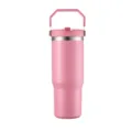 Nahaufnahme eines rosa 30oz isolierten Edelstahlbechers mit einem stabilen Tragegriff - Rosa