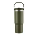Detailansicht des 30oz armee-grünen Isolierbechers mit praktischem Griff und Auto-Becherhalter. - Armeegrün