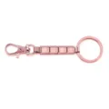 Vista detallada del llavero modular DIY de acero inoxidable oro rosa con broche - Estilo Modular (W016-3) / Rosa intenso
