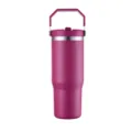 Vorderansicht eines vakuumisolierten 30oz Edelstahl-Thermo-Reisebechers in Magenta - Dunkellila