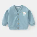 Chaqueta de punto azul claro para bebé con lindo bordado de oso de dibujos animado - Tops / Azul claro / 73