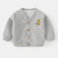 Chaqueta de punto gris para bebé con lindo bordado de jirafa - Tops / Gris / 73
