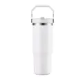 30oz weißer vakuumisolierter Reisebecher aus Edelstahl mit praktischem Griff für das Auto - 20oz=600ml / Weiß