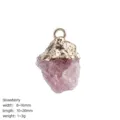 Natürlicher unregelmäßiger Erdbeerkristall-Anhänger mit Vergoldung für DIY-Schmuck - Nur Anhänger / Erdbeerquarz Rohstein Anhänger Ohne Kette