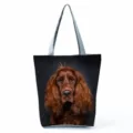 Λεπτομερής όψη της τσάντας tote Irish Setter με εντυπωσιακό πορτραίτο σκύλου και λαβές. - Στυλ 3 (hl10045)