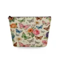 Sac cosmétique à motif de papillons et fleurs aquarelle vintage, trousse de maquillage zippée. - Papillon Floral Aquarelle Vintage (snk2703)