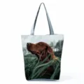 Λεπτομέρεια εκτύπωσης σκύλου Irish Setter και ανθεκτικού γκρι λουριού ώμου στην τσάντα. - Στυλ 5 (hl10047)