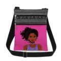 Canvas crossbody messenger bag featuring black white stripes and unique graphic print. - Art Illustration Striped Splicing Style (xkz17645)