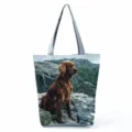Λεπτομερής εικόνα της τσάντας tote με τύπωμα Irish Setter, κομψό σχέδιο σκύλου και λαβές. - Στυλ 6 (hl10048)
