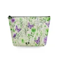 Watercolour butterfly print cosmetic bag with zipper, stylish storage pouch for women. - Purple Butterfly and Plants (snk2705)