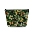 Water-resistant butterfly print cosmetic bag fashion zipper makeup pouch storage organizer - Vintage Watercolor Butterfly Leaves (snk2709)