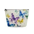 Close-up detail of the vibrant watercolor butterfly print and black zipper on the cosmetic pouch. - Colorful Watercolor Butterfly Full Print (snk2710)