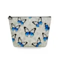 Blue butterfly print cosmetic bag zipper makeup pouch daily travel storage organizer bag - Blue Butterfly Mandala (snk2712)