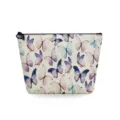 Canvas cosmetic bag with watercolor butterfly print, stylish zipper pouch for daily travel. - Off-white Canvas Butterfly Print (snk2714)
