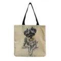 Leinwand Umhängetasche mit süßem Hundedruck lässige Handtasche Alltag Mode Accessoire - Realistisches Schnauzer Ölgemälde (hm2803)