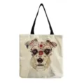 Leinwand Umhängetasche Shopper mit einzigartigem künstlerischem Aquarell Hundemotiv und Riemen. - Künstlerischer Hund Doodle Druck (hm2809)