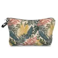 Tropical leaf pattern detail view of the cosmetic pouch showing vibrant botanical design. - Colored Tropical Leaves Style (hz4777)