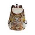 Canvas backpack with cute owl print ethnic geometric pattern casual travel bookbag daypack - Ethnic Print Owl Style (sj3397)