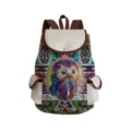 Colorful owl print backpack with ethnic geometric pattern, stylish school bag for students. - Colorful Print Owl Style (sj3440)