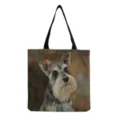 Schnauzer Hund Ölgemälde Druck Canvas Tragetasche Detailansicht, lässige Handtasche. - Schnauzer Hund Profil (hm2816)