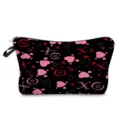 Bolsa de maquillaje negra de moda con corazon rosa y estampado XO, neceser grande. - Estilo Estampado Arte Estrella Corazón Rosa Base Negra (hz7913)