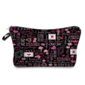 Bolsa de maquillaje de San Valentín neceser cosmético de gran capacidad con estampado - Estilo Sobre Corazón Texto Inglés Base Negra (hz7914)