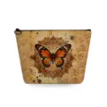 Women fashion butterfly print cosmetic bag portable zipper storage pouch for daily makeup use - Butterfly and Mandala Vintage Pattern (snk2718)